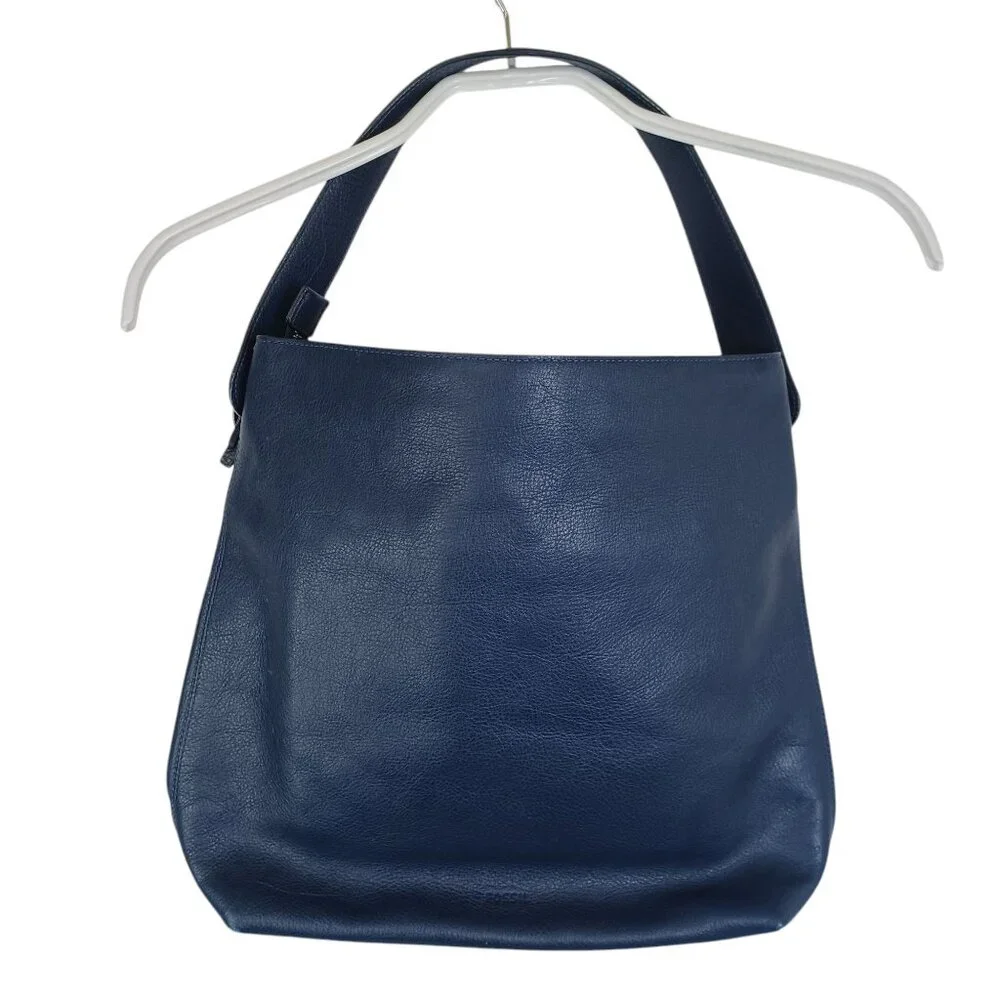 Fossil Bag Navy Blue Leather and Suede Zip Top‎ Hobo Shoulder Bucket Bag
